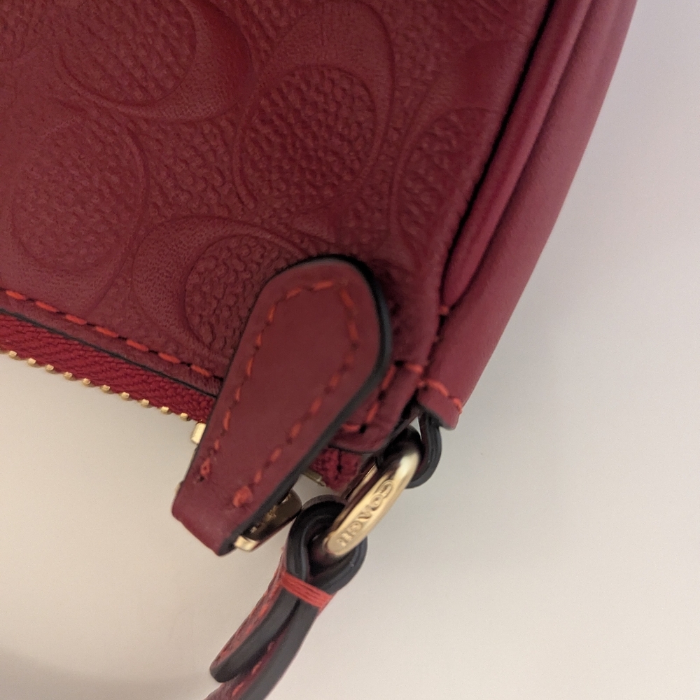 Coach Cherry Red Debossed Nolita EUC - Picture 8 of 13